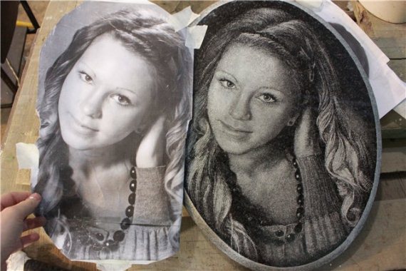  Лазерная гравировка фотографии на камне