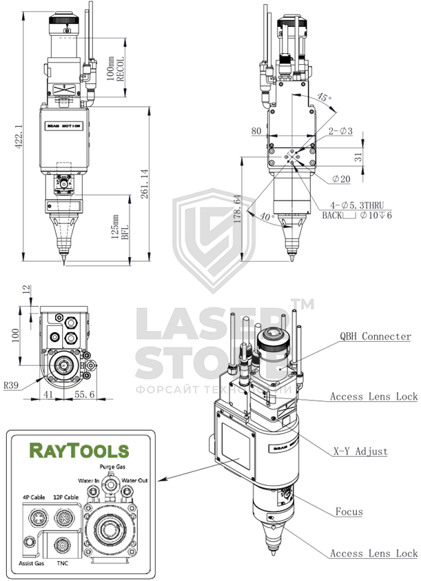 3D режущая голова Raytools BM100 3 kw/4 kw