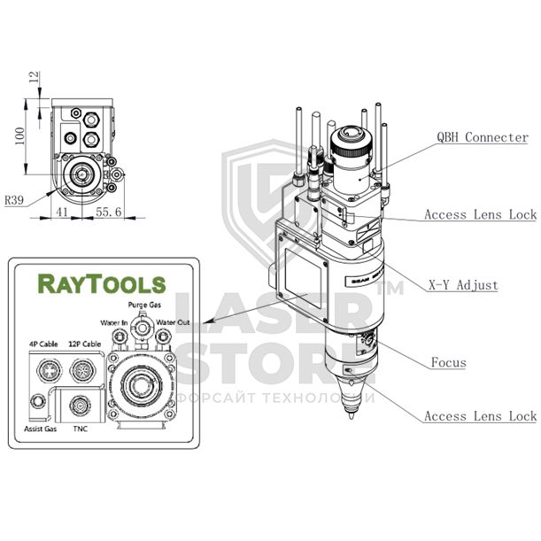 3D режущая голова Raytools BM100 3 kw/4 kw